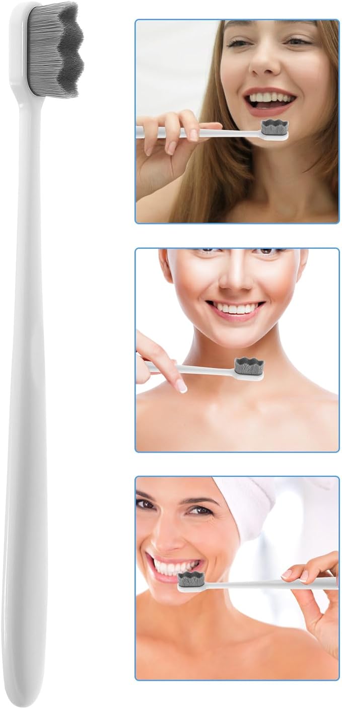 Soft Toothbrushes for Adults 4pcs, Extra Soft Bristles with Black Curved Design, Lightweight Manual Toothbrushes for Travel and Daily Oral Care