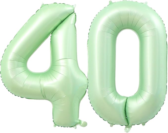 40 Inch Number 40 Balloons, Olive Green Giant Jumbo Helium Number 40 Foil Balloons for 40th Birthday Party Anniversary Events Boys Girls Decorations Supplies
