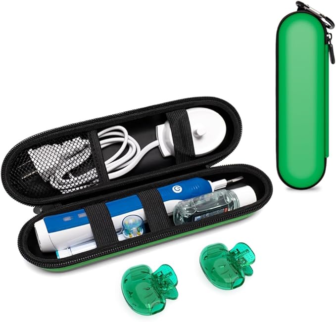 Nincha Electric Toothbrush Travel Case Compatible with Oral-B/Philips Sonicare/Colgate/Reach, and Most Electric Toothbrush, Includes 2 Universal Toothbrush Covers (Green Case + Green Covers)