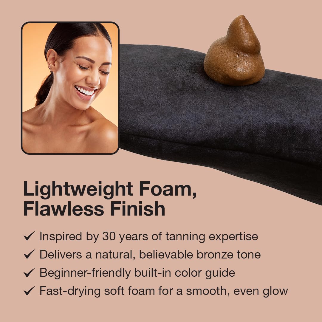 Fake Bake Flawless Self Tanning Mousse Streak-Free, Long-Lasting Natural Glow For All Skin Tones Women & Men - Sunless Tanner Includes Mitt For Easy Application, Black Coconut Scent - 6.7 oz