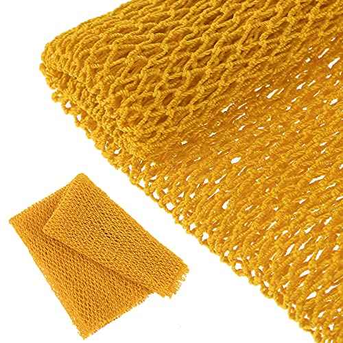 Geiserailie African Net Sponge Long Bathing Net Shower Body Scrubber Back Scrubber Skin Smoother Bathing Sponge for Daily Use or Stocking Stuffer(Yellow)
