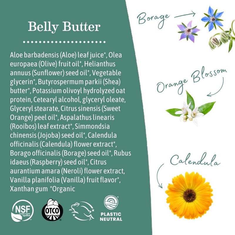 Earth Mama Belly Butter, Maternity Moisturizer for Dry Skin | Lotion for Pregnancy and Postpartum Recovery Self Care, Body Cream with Aloe, Fragrance Free, 8-Fluid Ounce (2-Pack)