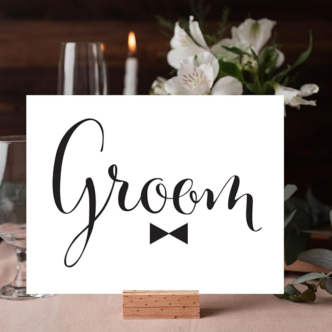 Andaz Press Wedding Party Signs, Formal Black and White, 8.5-inch x 11-inch, Groom, 1-Pack
