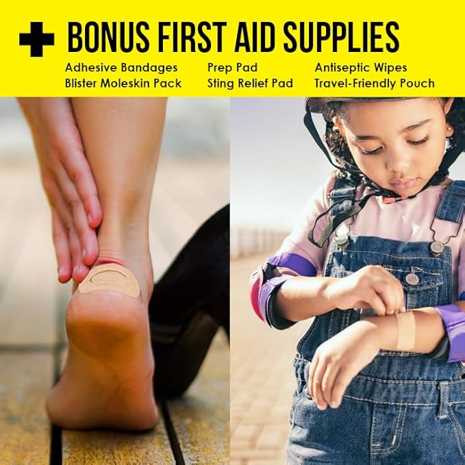 EVERLIT CARE Travel Essential Medicine First Aid Kit I Bonus Medical Supplies I TSA Compliant Mini Size Medkit for Traveling Camping Trips Individually Packed 64 Tablets (Refill Pack)