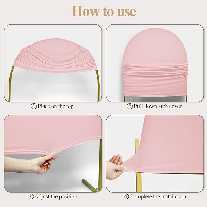 Ledido Wedding Arch Backdrop Cover 6FT 7.2FT Arch Covers 2Set Fitted Stretchy Spandex Round Top Stand Backdrop Cover for Wedding Banquet Ceremony Birthday Party Baby Shower Event Decoration,Pale Pink