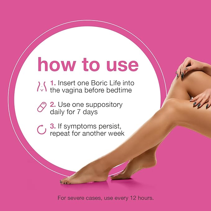 NutraBlast Boric Acid Vaginal Suppositories - 100% Pure Made in USA - Boric Life Intimate Health Support (60 Count)