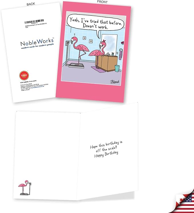 NobleWorks Assortment Pack of 3 Funny Birthday Greeting Cards with Envelopes (3 Designs, 1 Each) Celebration Toons VC8124BDG-C1x3