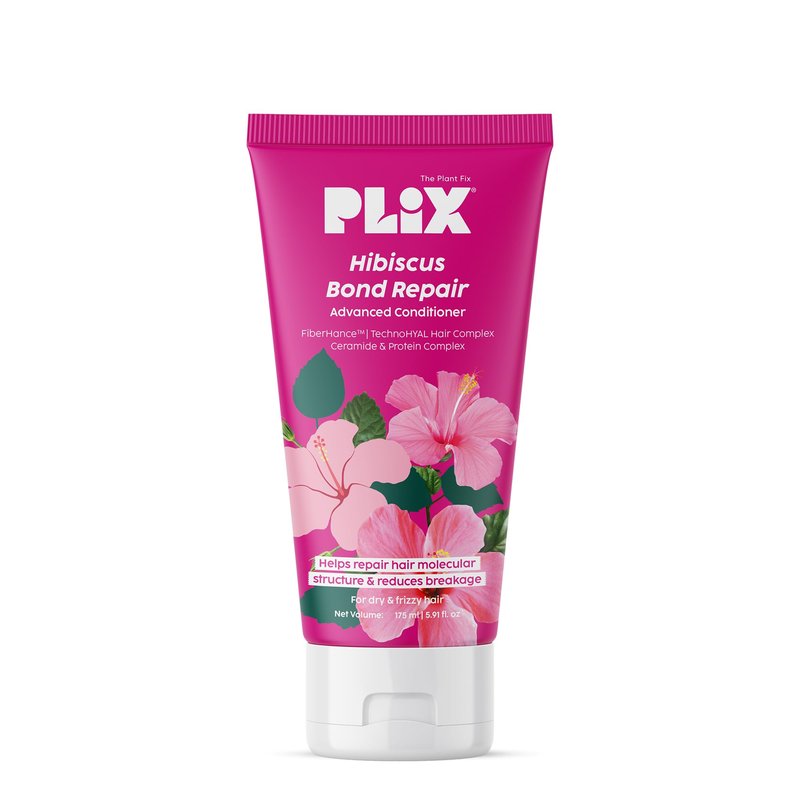 PLIX - THE PLANT FIX Hibiscus Bond Repair Advanced Conditioner | Repairs Hair Molecular Structure & Reduces Breakage with FiberHance™ & TechnoHYAL Hair Complex | 175ml