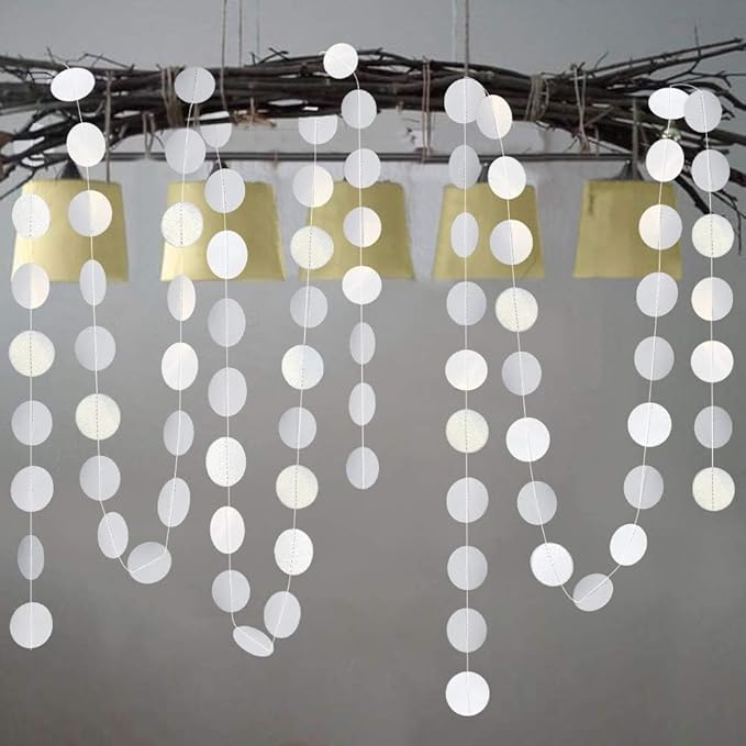 Cheerland White Circle Garland White Party Decorations Winter Wonderland Hanging Streamers Backdrop Banner Bday Birthday Baby Shower Bachelorette Bridal Shower Wedding Party Decor Christmas Decoration