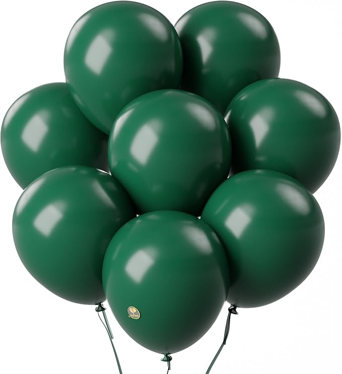 AFTERLOON® Biodegradable Balloons 24 pcs Dark Green 12 Inch, Matte Color Thickened Extra Strong Latex Helium Float, Colorful Bulk Color ballon baloon Globos Para Decoration De Fiestas Kids