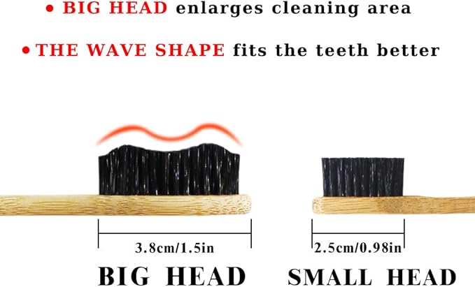 Super Hard Toothbrush Bamboo Toothbrush Large Brush Head Manual Toothbrsuh Hard Bristles Pack of 4