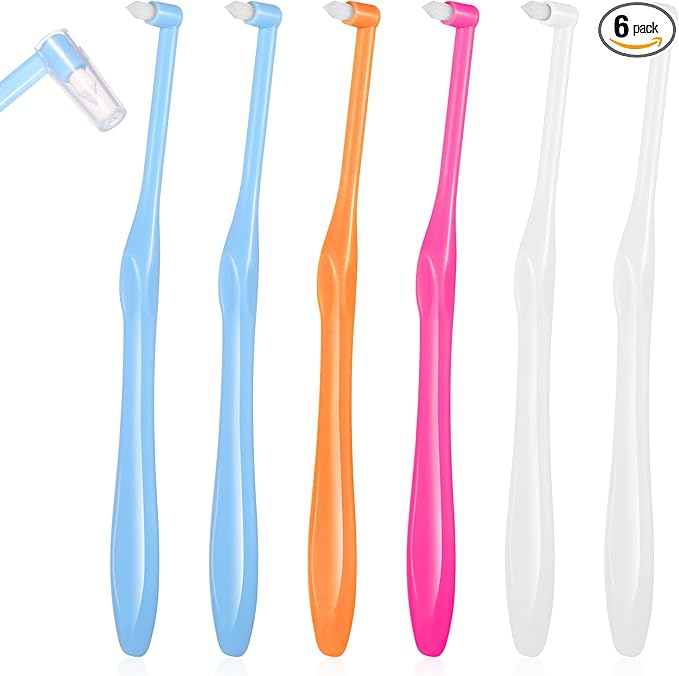 6 Pcs End Tuft Toothbrushes End Tuft Brush Single Tufted Toothbrush Tufted Tooth Brush Soft Interdental Interspace Brushes Trim Toothbrush for Detail Cleaning
