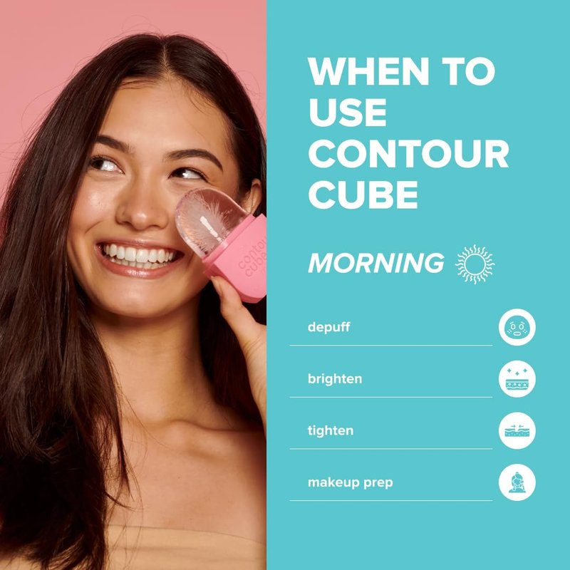 Contour Cube Mini - Revolutionary Ice Roller for Sculpting & De-Puffing - Face Ice Roller & Massager - Ice Mold for Face - Compact Skin Care Tools for Daily Skincare & Travel - Original Pink
