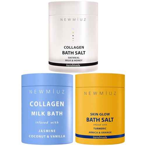 Collagen Spa Bath Gift Set - Pack of 3 Turmeric Arnica Orange Magensium Epsom Salt Milk Bath