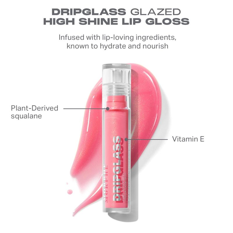 MORPHE Dripglass High Shine Lip Gloss - Semi-Sheer or Full Coverage Lip Color with Glass-Like Shine and Nonsticky Finish - Infused With Squalane & Vitamin E - Nude Gleam (0.13 Fl Oz)