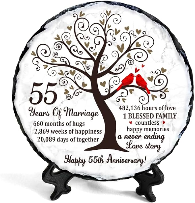 Emerald Couple Slate Plate- 55th Anniversary Wedding Gifts for Parents Couple - 55th Wedding Anniversary Unique Gift Ideas - 55 Years of Marriage Decoration, Keepsake, Plaque