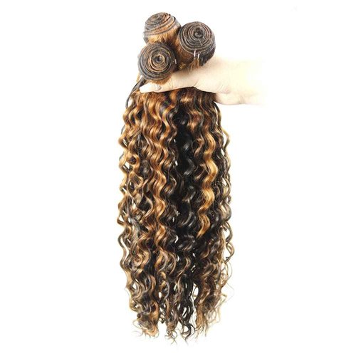 P1B/30 Highlight Bundles Human Hair Ombre Brown Kinky Curly 3 Bundles Vinmdonm 22 24 26 inch Unprocessed Virgin Remy Hair Extensions 300g