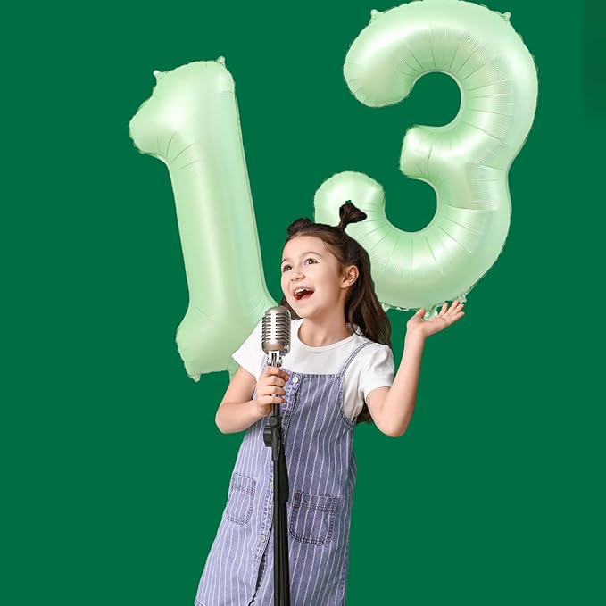 40 Inch Number 13 Balloons, Olive Green Giant Jumbo Helium Number 13 31 Foil Balloons for 13th 13th Birthday Party Anniversary Events Boys Girls Decorations Supplies