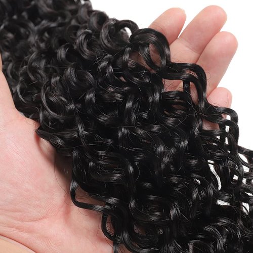 Taziza Brazilian Water Wave Bundles Human Hair 12A Unprocessed Virgin Remy Hair 3 Bundles(16 18 20 Inch) Water Wave Human Hair Bundles Wet and Wavy Natural Black Color