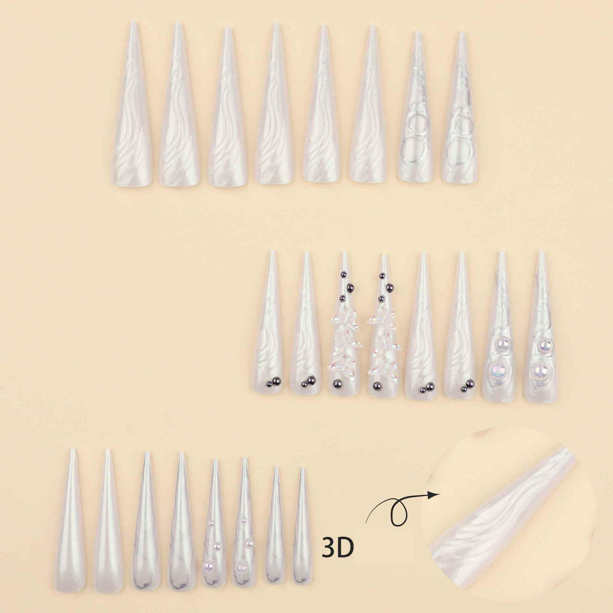 QQPPOLIU 3D Press On Nails XXL Long Press On Nails with 3D Design Butterfly Nails XXL Glue On Nails