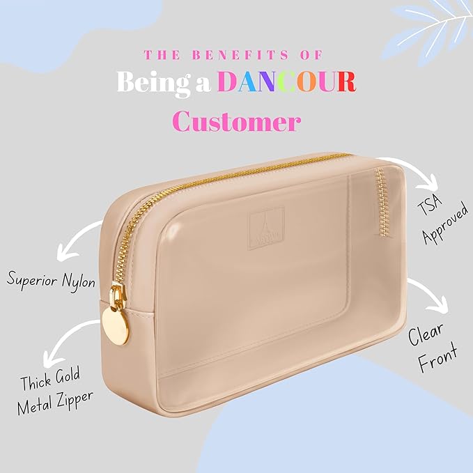 Clear Makeup Bag, Beige Mini Makeup Bag for Purse, Small Clear Cosmetic Bag, Pouch Organizer, Travel Cosmetic Case, Mini Pouch for Purse, Beige
