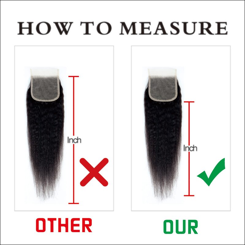 LINYINGYH Human Hair Kinky Straight Yaki Lace Closure 14 Inch No Part 4x4
