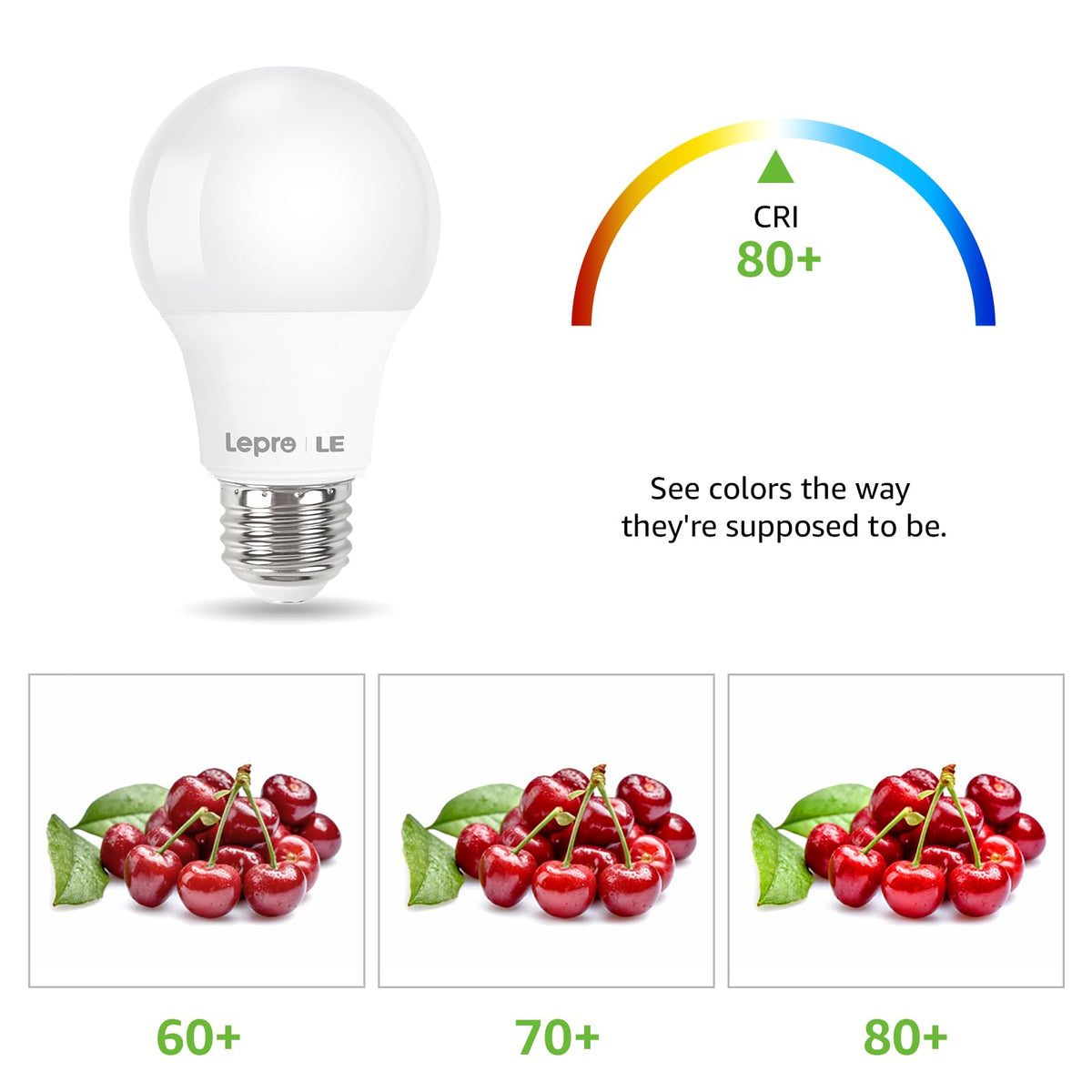 Lepro LED Light Bulbs 60 Watt Equivalent, 9W 800 Lumens Non-Dimmable, Daylight White 5000K, A19 E26 Standard Medium Base, 10000 Hour Lifetime 10 Count (Pack of 1)