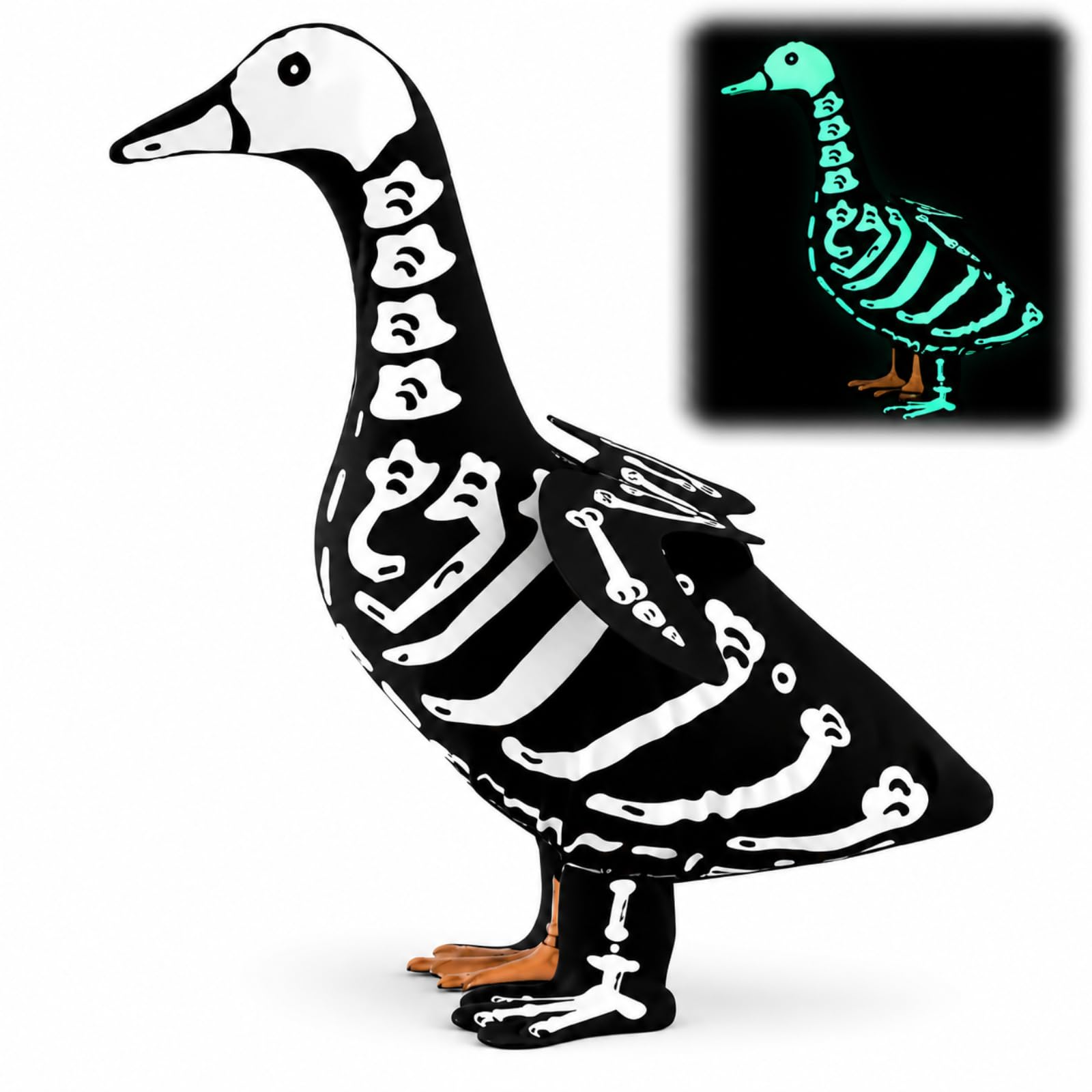 Yeyeplum Halloween Porch Goose Outfits Skeleton Costume for 23'' 17" Cement Porch Goose Statue Skeleton Clothes Accessories for Halloween Outdoor Patio Yard Lawn Decoration(23")