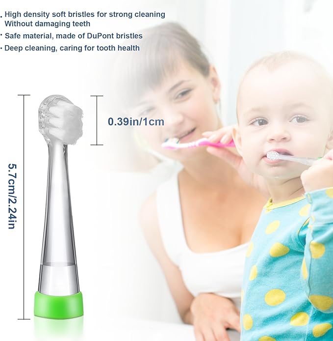 Baby Toothbrush Heads Compatible with Papablic BabyHandy/Toddler Sonic Electric Toothbrushes, Compatible with Brush-Baby BabySonic/Seago SG902/SG602, 5 Pack (8-18 Month)