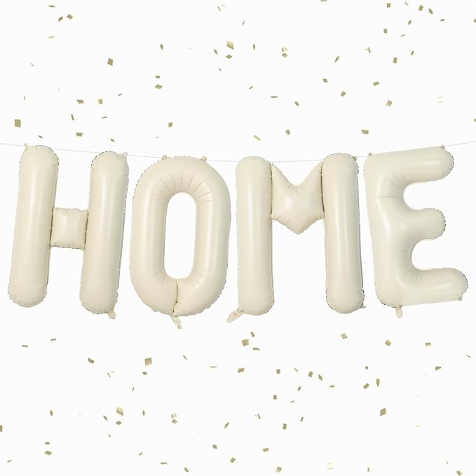 Cream HOME Balloons,40 Inch Welcome HOME Letter Balloon Beige for Housewarming Homecoming Party Decorations