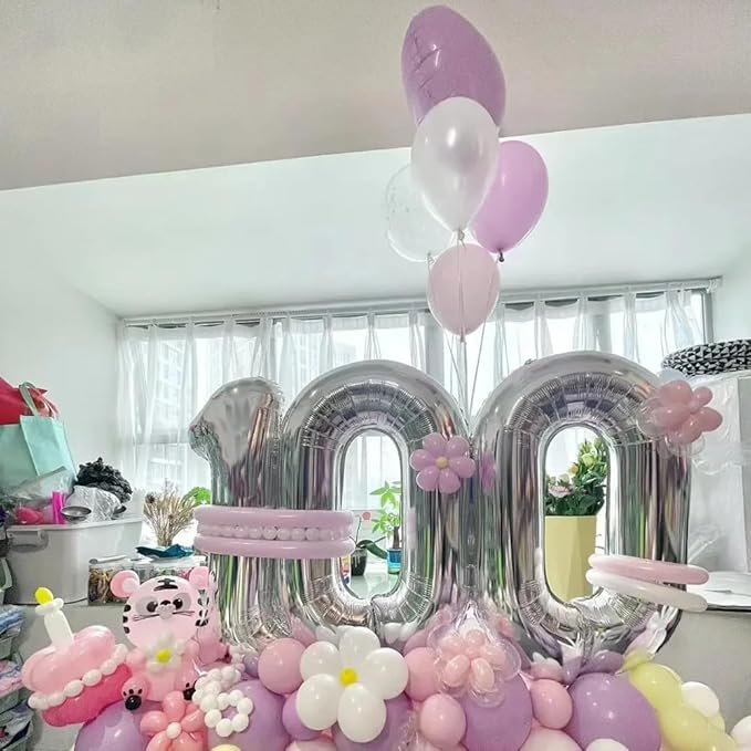 40 inch Silver Number Balloon Giant Foil Helium Balloons Silver Number 0 Balloon for Birthday Party Anniversary Decorations Supplies