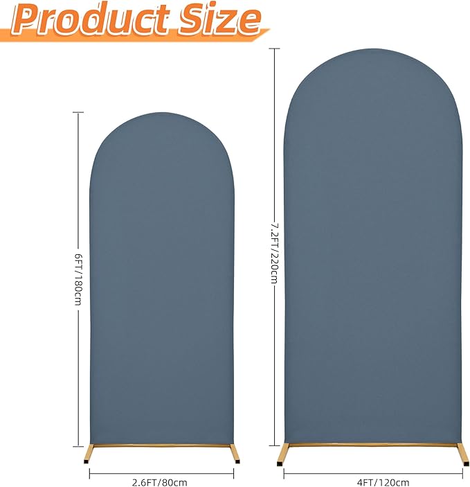 Arch Covers,Arch Backdrop Stand Fitted Cover for Wedding Birthday Party Ceremony Banquet Decoration(7.2FT&6FT,Dusty Blue,Cover Only)