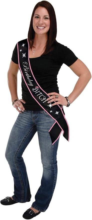 Birthday Bitch Satin Sash Party Accessory (1 count) (1/Pkg)