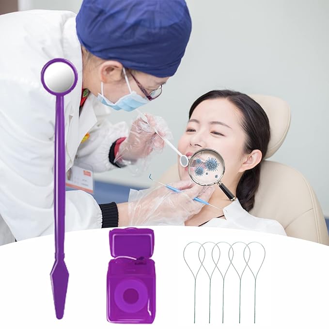 Braces Cleaning Kit for Teeth, Portable Orthodontic Toothbrush Kit Oral Care Dental Travel Kit - Interdental Brush Dental Wax Dental Floss Toothbrush Box (Purple B)