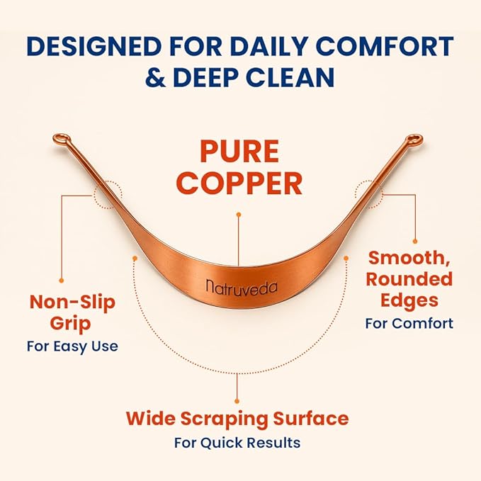 100% Pure Copper Tongue Scraper – Limpiador de Lengua Raspador for Adults & Kids | Metal Tongue Cleaner for Fresh Breath | Reusable Ayurvedic Tongue Scraper | Tongue Cleaning Tool (6 Pack, USA Seller)