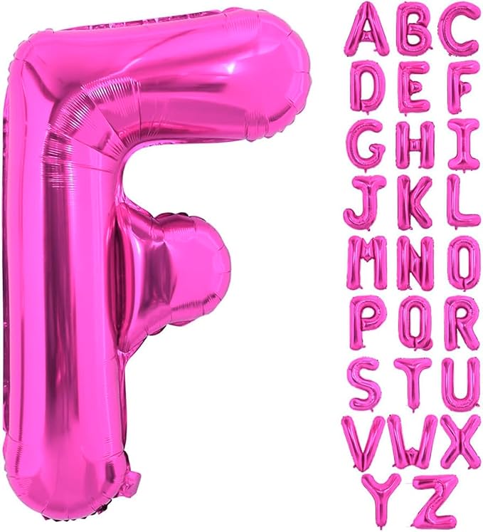40 Inch Large Hot Pink Letter F Balloons Alphabet F Letter Balloons Foil Mylar Letter A Balloons for Birthday Party Anniversary New Year Graduation Wedding