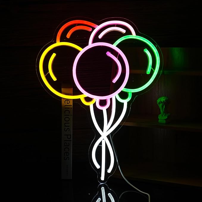 Balloon Neon Sign Beautiful Balloon Led Sign Neon Light for Wall Decor Dimmable USB Powered Multicolored Balloon Light Up Sign for Home Kids Room Wedding Birthday Party Wall Aesthetic Decor