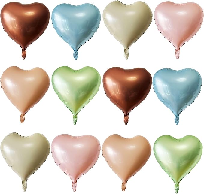 Lovoir 12 Pcs Pink Heart Shape Foil Mylar Balloons 18 Inch Love Balloons for Valentine's Day Birthday Party Decorations Wedding Engagement Romantic Decor (6 Mixed Color)