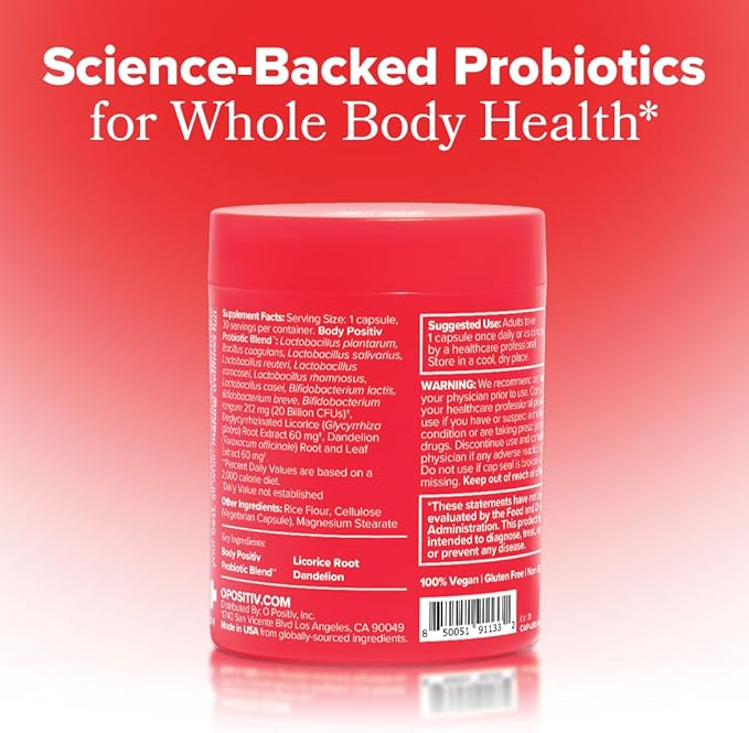 O Positiv URO Women’s Probiotic – All-in-one Probiotic for Women - Vaginal, Gut, Skin, and Oral Microbiome Health – 20B+ CFUs, Licorice Root, Dandelion – Non-GMO, Vegan, Gluten-Free – 30 Capsules