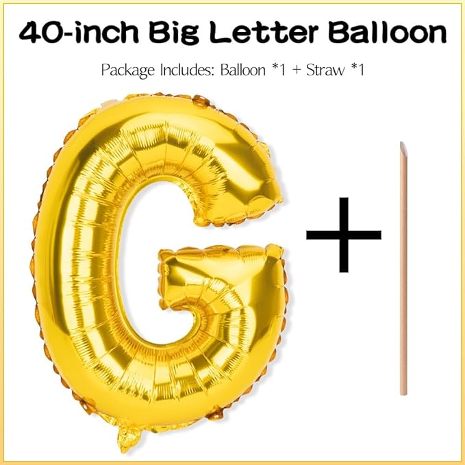 Gold Letter Balloons 40 Inch G Balloon Letters G Alphabet Balloons Giant Letters With Straw Big Balloons Foil Large Gold Balloons For Birthday Party Decorations Wedding Thanksgiving Christmas Balloons