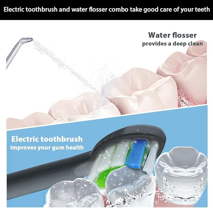Upgraded Model Water flosser and Electric Toothbrush Combo-5 Brushing & Flossing Mode-Game-Changer for Your Oral Care Routine.2-in-1 Oral Clean Kit-for Teeth Cleaning and Gum Health