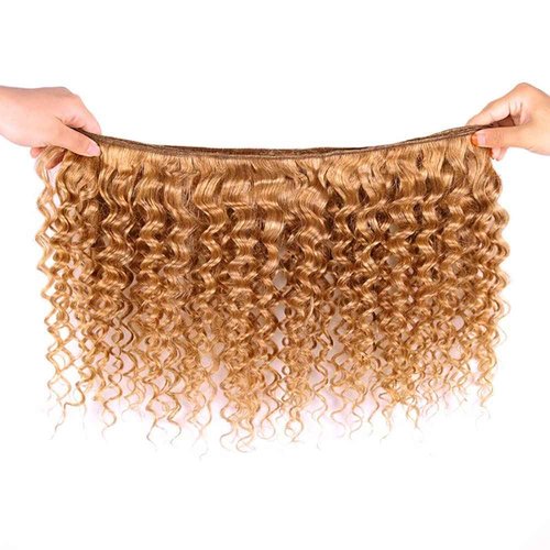 Giginger Brazilian Human Hair Bundles 18 20 22 Inch Honey Brown 27 Color Deep Wave Bundles Human Hair Unprocessed Virgin Quick Weave Hair for Black Women