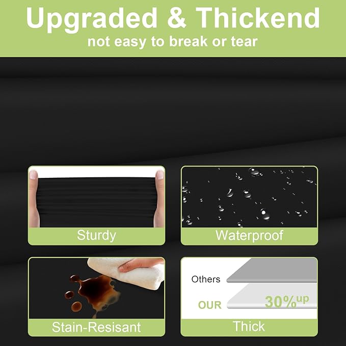 QIKSION Black Plastic Table Cloth Disposable 2 Pack, 54 x 108 Inch Tablecloths for Party, Graduation, Halloween Decorations, Rectangle Table Cover