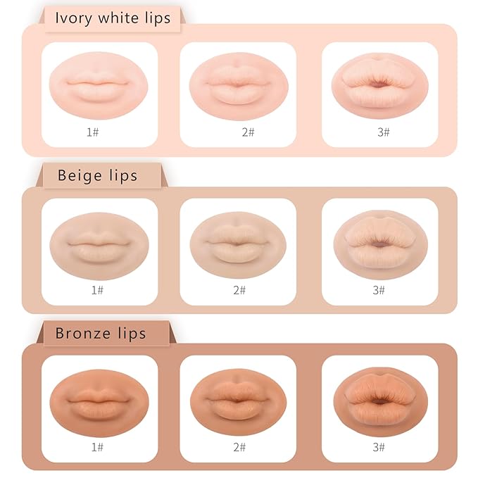 3D Silicone Fake Lips Large with Lipstick for Makeup Tattoo Practice Realistic Artificial Lip Mannequin for Beginners Artists (Charming Smiling Lip,Fair Skin)