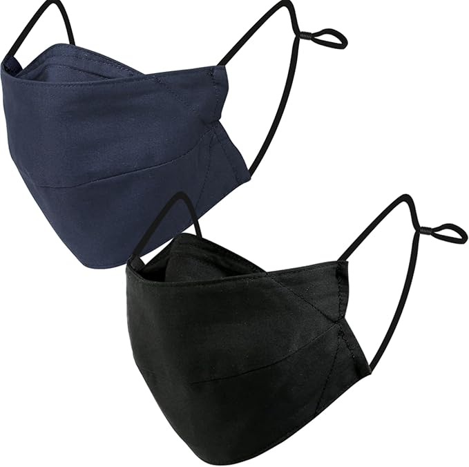 BASE CAMP Reusable Cloth Dust Face Masks 100% Cotton Washable Adjustable Breathable Fabric Mask with Filter Pocket