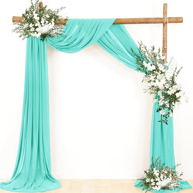 Wedding Arch Draping Fabric 30'' x 18FT Sheer Chiffon Arch Drape Backdrop 1 Panel Teal Drape for Easter Bridal Shower Baby Shower Photo Booth Church Decor Birthday Party Outdoor Decoration