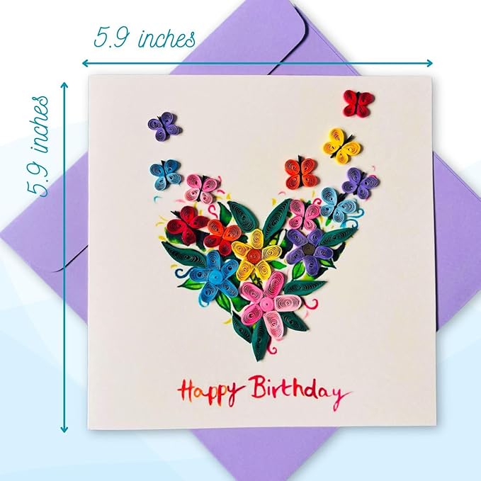 Quilling Card 3D Greeting Cards, handmade Quilling Cards birthday card, handcrafted cards for all occasions, Heart, tulip flower (Heart)