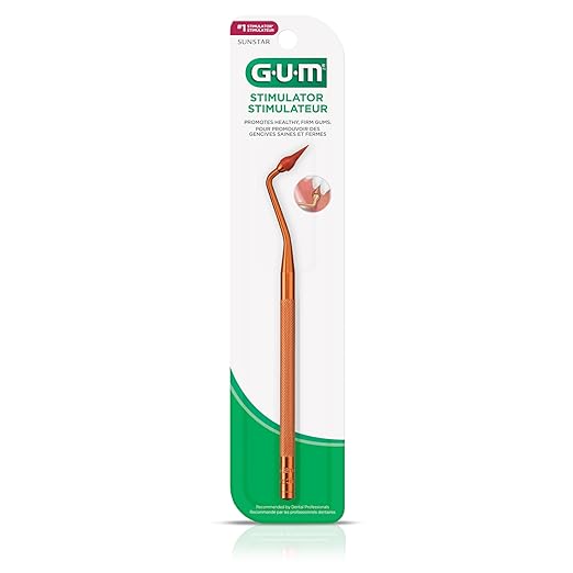 GUM Stimulator Permanent Handle - 1 Rubber Tip Included - Long Handled Massager for Gums - Remove Plaque & Promote Gum Health, 1 Count