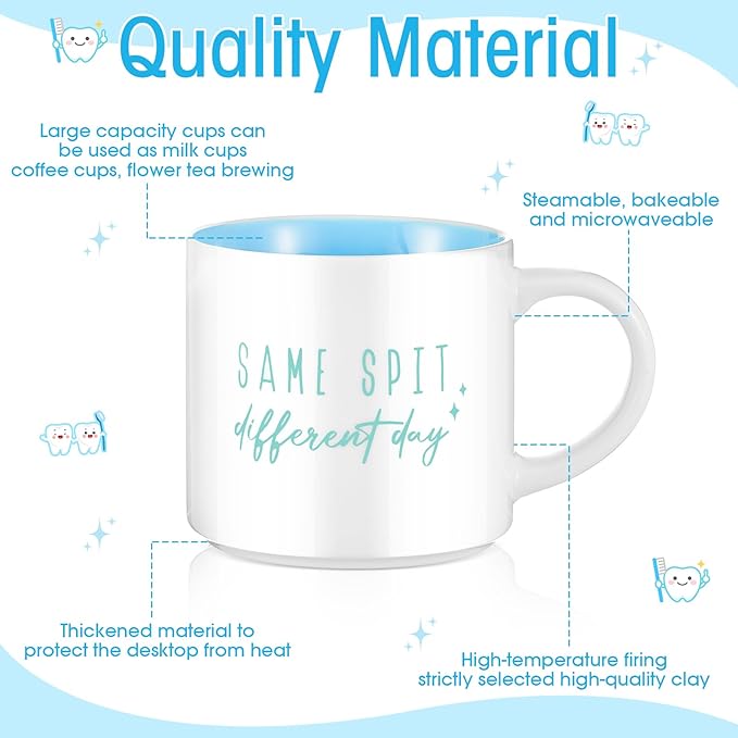 5 Pcs Christmas Dentist Thank You Gift Set for Women Dental Hygienist 15 oz Coffee Mug with Spoon Tooth Shape Candle Holder Planter Socks for Female Healthcare Worker Nurse Gifts