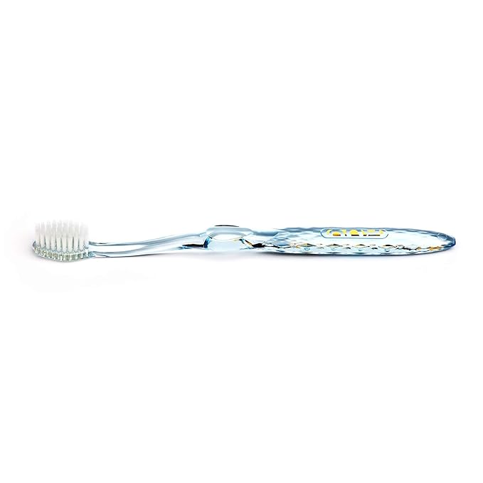 Nano-b Manual Toothbrush for Adults with Sensitive Gums, Silver Soft/Medium Bristles, Travel Case, Blue
